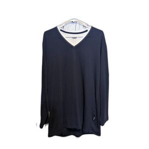 Van Laack Lufthansa Business Class Sleep Shirt Men's Sz L Navy V-Neck Loungewear